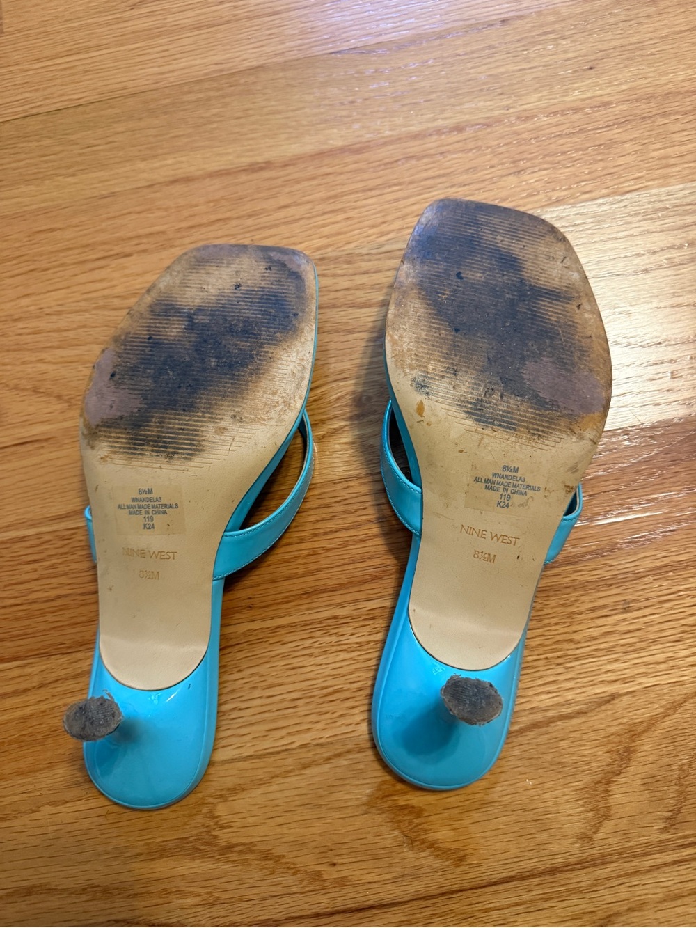 Nine West Blue Thong Sandal Heel - Picture 3 of 3